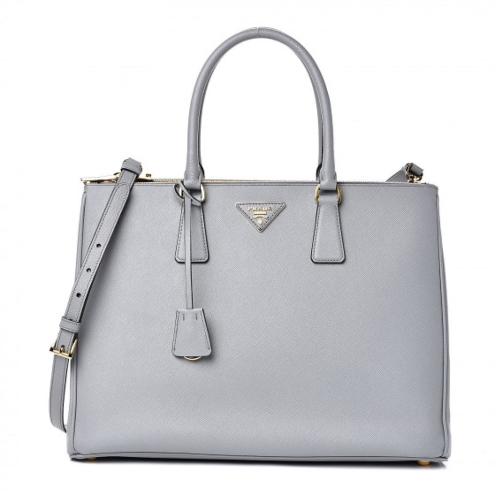 PRADA Saffiano Large Galleria Double Zip Tote Granito